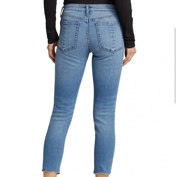 Rag & Bone Cate Mid-Rise Skinny Jeans with Distressed Knee in Blue sz 26 - Picture 3 of 16